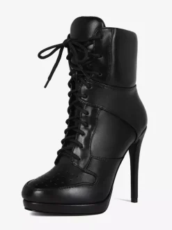 Bottines à talons Senaker bout rond patchwork lacets