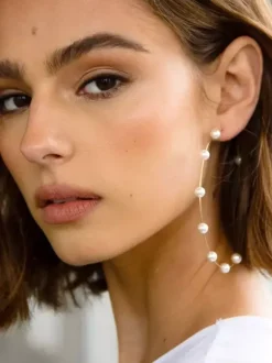 Boucles d'oreilles créoles en perles exagérées pour femmes 2026