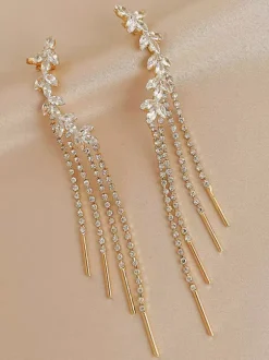 Boucles d'oreilles de mariage Strass Fille Strass Bijoux de mariée percés