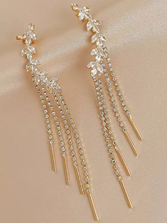 Boucles d'oreilles de mariage Strass Fille Strass Bijoux de mariée percés