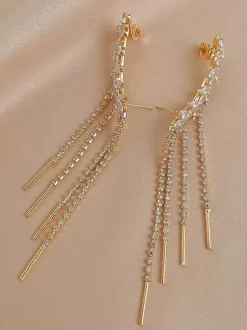 Boucles d'oreilles de mariage Strass Fille Strass Bijoux de mariée percés