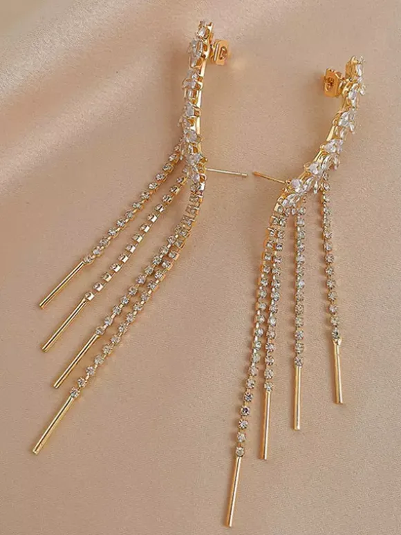 Boucles d'oreilles de mariage Strass Fille Strass Bijoux de mariée percés