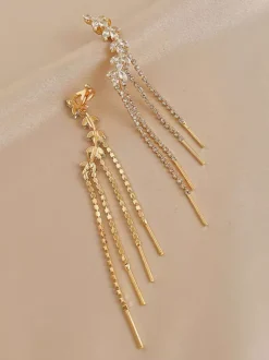 Boucles d'oreilles de mariage Strass Fille Strass Bijoux de mariée percés
