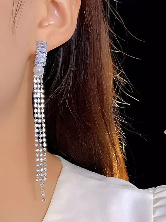 Boucles d'oreilles de mariage en métal et diamant Bijoux de mariage percés