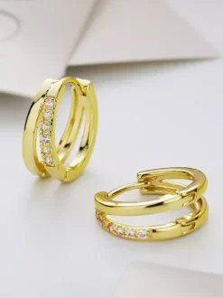Boucles d'oreilles doubles en zircone pour femmes 2026