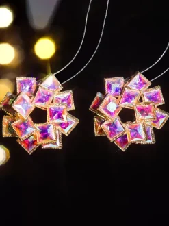 Boucles d'oreilles en strass avec fleurs en verre coloré pour femmes 2026