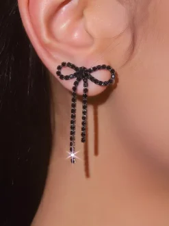 Boucles d'oreilles en strass avec n艙ud brillant pour femmes 2026