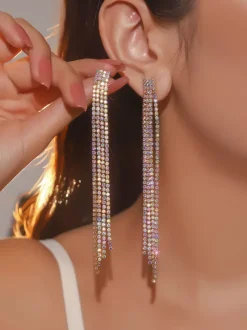 Boucles d'oreilles longues à pampilles et strass pour femmes 2026