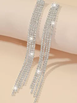 Boucles d'oreilles longues à pampilles et strass pour femmes 2026