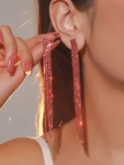 Boucles d'oreilles longues à pampilles et strass pour femmes 2026