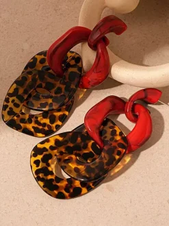 Boucles d'oreilles léopard pour adulte style européen décontracté forme géométrique irrégulière. Bijou de tous les jours.