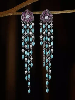Boucles d'oreilles noires et rouges pour adultes style européen motif floral.