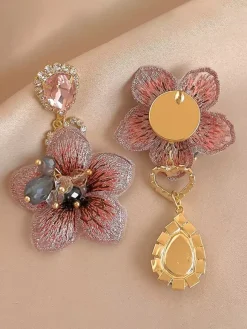 Boucles d'oreilles roses pour adolescentes style villégiature bijoux vintage à fleurs