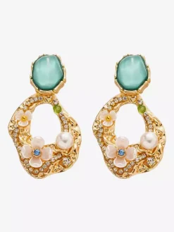 Boucles d'oreilles vertes pour adulte style vintage géométrique pour tous les jours.