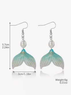 Boucles d'oreilles bohèmes en queue de poisson bleu ciel pour femmes 2026