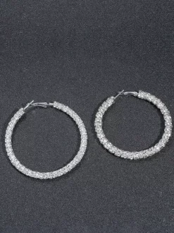 Boucles d'oreilles créoles simples à strass pour femmes 2026