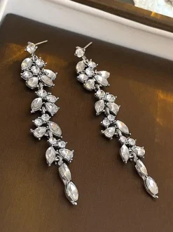 Boucles d'oreilles de mariée Strass Fille Strass Bijoux de mariée percés