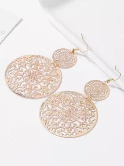 Boucles d'oreilles à disque creux vintage pour femmes 2026