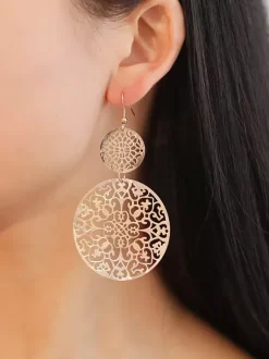 Boucles d'oreilles à disque creux vintage pour femmes 2026