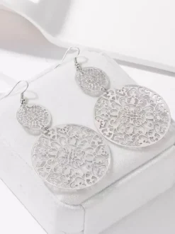 Boucles d'oreilles à disque creux vintage pour femmes 2026