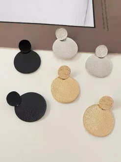 Boucles d'oreilles à disque en métal pour femmes 2026