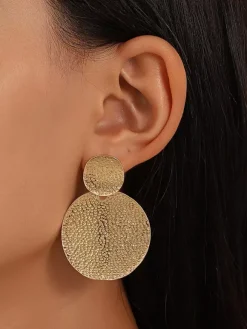 Boucles d'oreilles à disque en métal pour femmes 2026