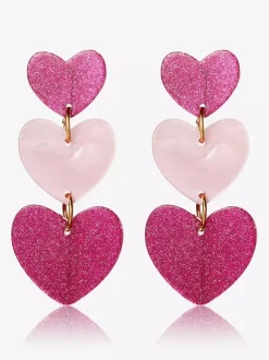 Boucles d'oreilles en acrylique en forme de c艙ur rose pour femmes 2026