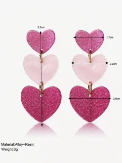 Boucles d'oreilles en acrylique en forme de c艙ur rose pour femmes 2026