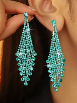 Boucles d'oreilles en strass en forme de losange brillant pour femmes 2026