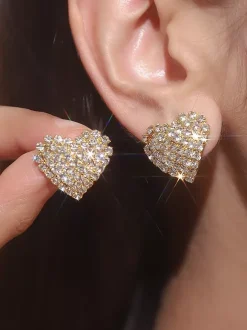 Boucles d'oreilles en strass en forme de c艙ur pour femmes 2026