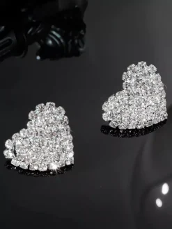 Boucles d'oreilles en strass en forme de c艙ur pour femmes 2026