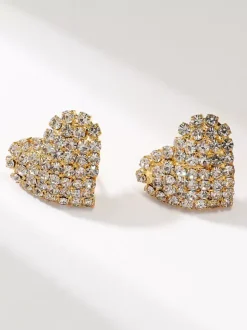 Boucles d'oreilles en strass en forme de c艙ur pour femmes 2026