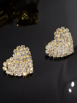 Boucles d'oreilles en strass en forme de c艙ur pour femmes 2026