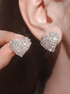 Boucles d'oreilles en strass en forme de c艙ur pour femmes 2026