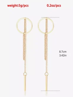 Boucles d'oreilles géométriques creuses rondes longues à pampilles pour femmes 2026