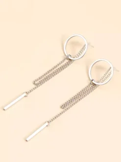 Boucles d'oreilles géométriques creuses rondes longues à pampilles pour femmes 2026