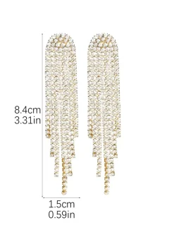 Boucles d'oreilles longues à pampilles et strass brillants pour femmes 2026