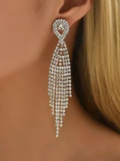 Boucles d'oreilles à pampilles en strass brillants pour femmes 2026