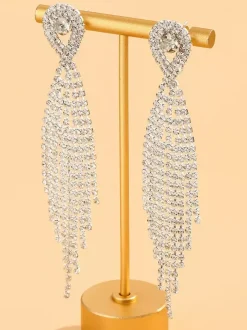 Boucles d'oreilles à pampilles en strass brillants pour femmes 2026