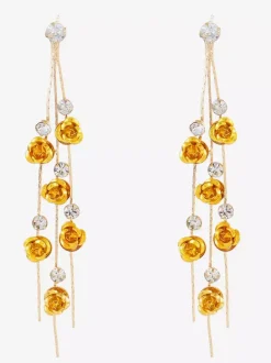 Boucles d'oreilles pendantes à motif floral rose pour femmes 2026