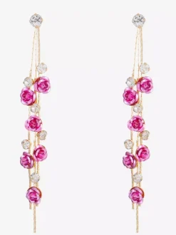 Boucles d'oreilles pendantes à motif floral rose pour femmes 2026