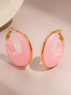 Boucles d'oreilles roses pour adulte style classique géométrique décontracté au quotidien. Bijoux géométriques.