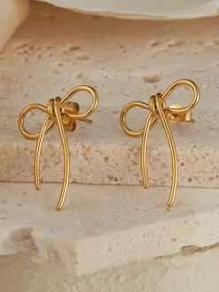 Boucles d'oreilles à tige en or avec n艙ud papillon pour femme 2026