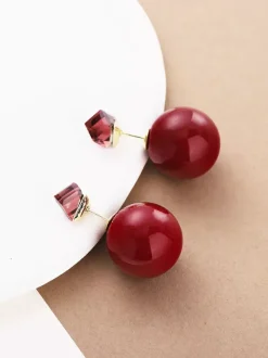 Boucles d'oreilles vintage en perles bordeaux pour femmes 2026