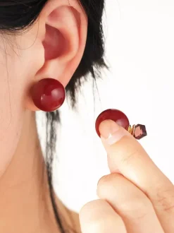 Boucles d'oreilles vintage en perles bordeaux pour femmes 2026