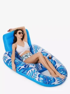 Bouée gonflable à imprimé feuilles tropicales avec porte-gobelets (2026)