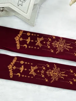 Bourgogne Lolita Collant Ange Croix Dorure Lolita Velours Stocking Déguisements Halloween