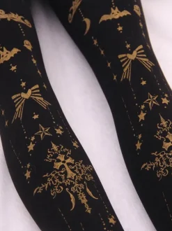 Bourgogne Lolita Collant Ange Croix Dorure Lolita Velours Stocking Déguisements Halloween