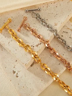 Bracelet à breloques double c艙ur pour femme 2026