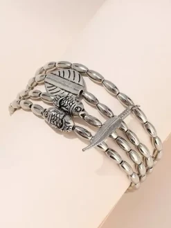 Bracelet de cheville plaqué avec pendentif plume d'inspiration bohème
